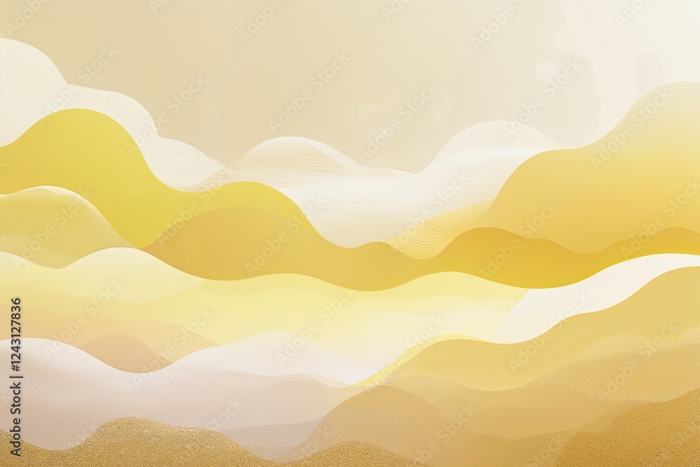 Poster serene abstract landscape featuring gentle yellow and cream gradient with subtle texture