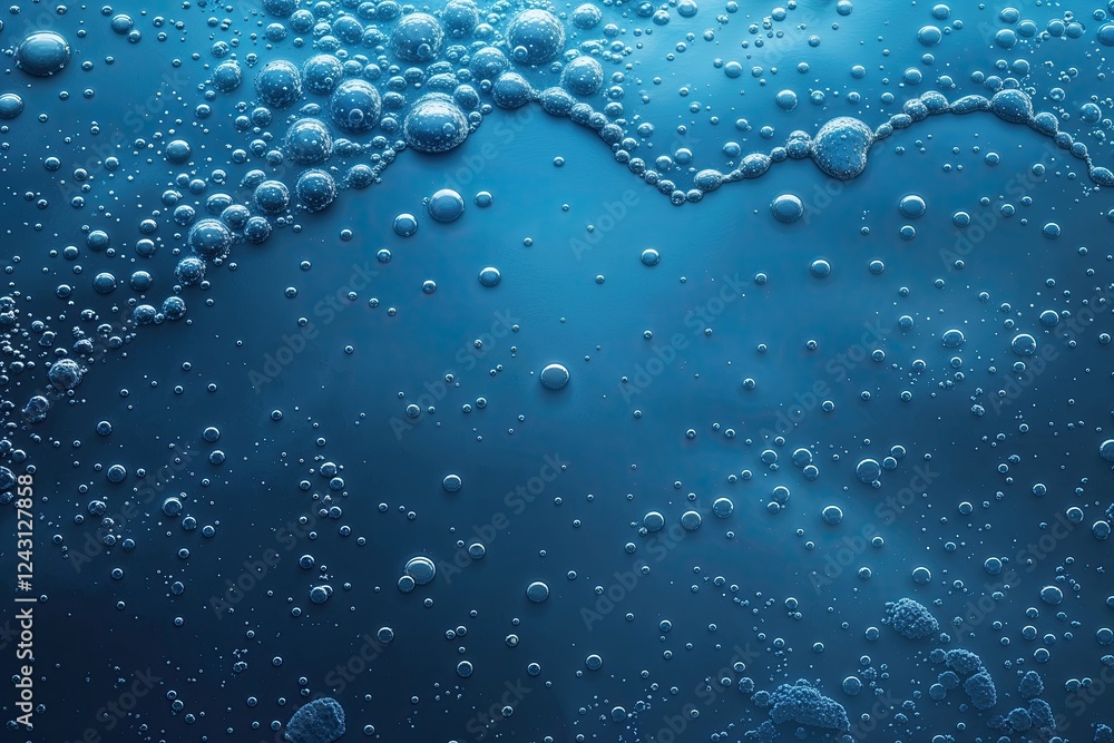 Poster peaceful ocean blue gradient background with delicate bubble texture for calm design projects