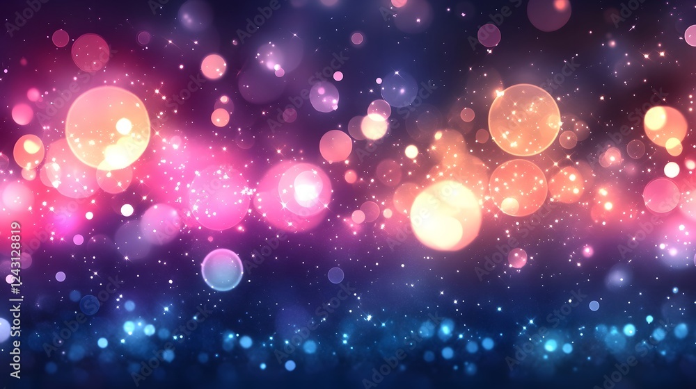 Poster Captivating image of a vibrant and shimmering cosmic a mesmerizing display of sparkling lights glittering bokeh effects and a dazzling luminous backdrop reminiscent of a starry night sky or galaxy