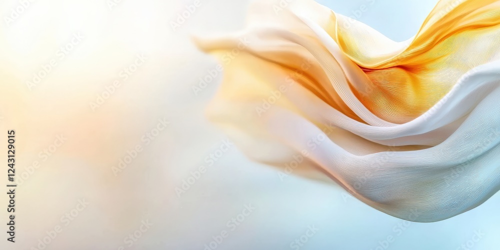 Poster marketing research analytics audience concept. flowing fabric with a soft gradient in warm tones.
