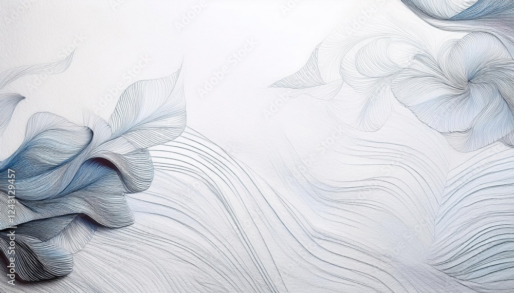 Poster delicate abstract lines and floral forms create a tranquil composition of movement and elegance on a