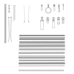 zippers, zip head and strings accessories mockup template clothing vector design