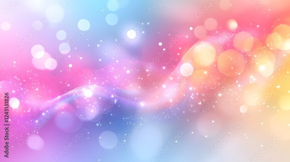 Poster enchanting abstract background with shimmering bokeh lights glittering sparkles and ethereal rainbow