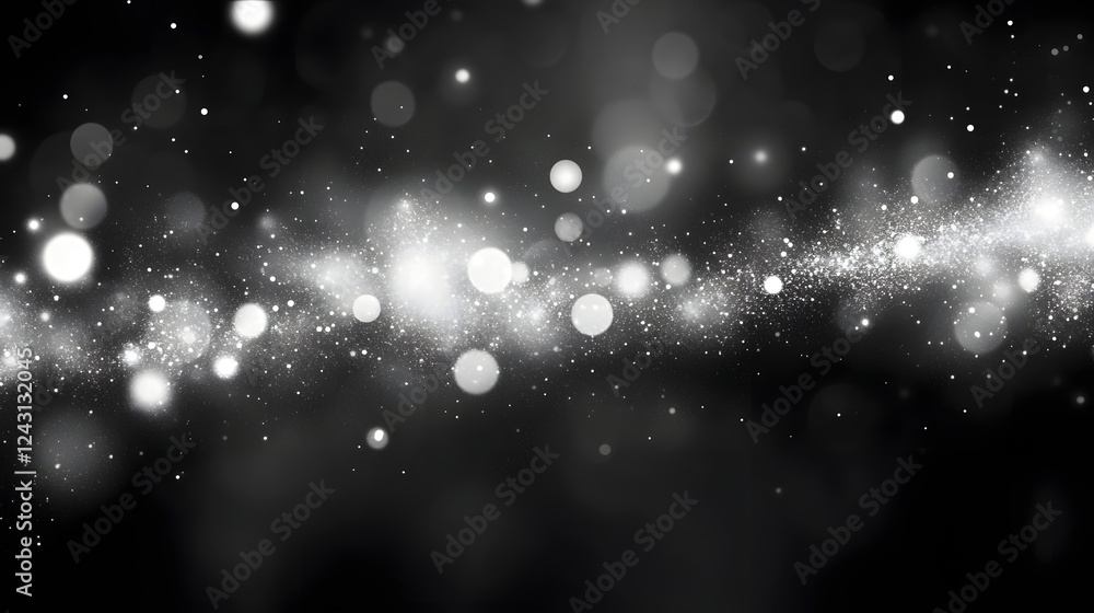 Poster enchanting starry cosmos with shimmering glitter and glow on a dark atmospheric background creating 