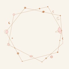 Aesthetic star frame, pastel celestial design