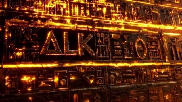 Ancient Egyptian Hieroglyphs Wall with 'ALK' Inscription