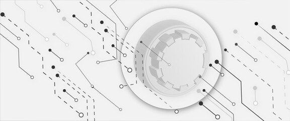 Futuristic 3d white gear wheel on circuit board for tech presentations, 