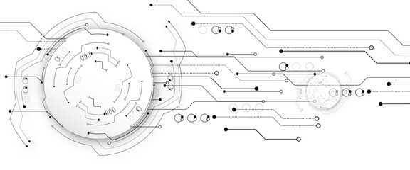 Abstract background with gears and technology elements on a white background