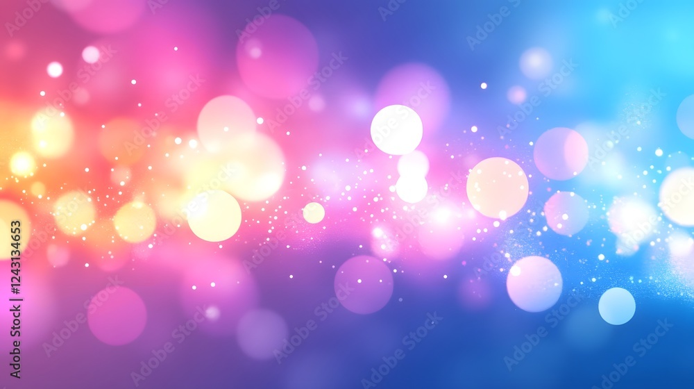 Poster Magical Bokeh Lights Backdrop   Vibrant Colorful Glitter Sparkles on Blurred Gradient Background  Ethereal Shimmery Luminous Abstract Texture for Holiday Party or Designs