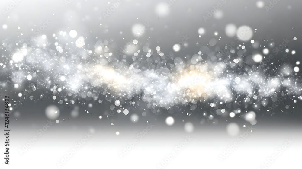 Poster magical snowy bokeh glow with sparkling lights in an abstract winter background frozen icy and shimm