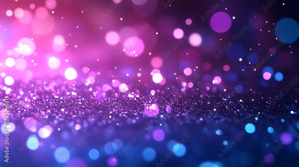 Fototapete Mesmerizing abstract background with swirling multicolored glitter sparkles and blurred bokeh lights creating a magical fantasy like atmosphere perfect for festive holiday special events