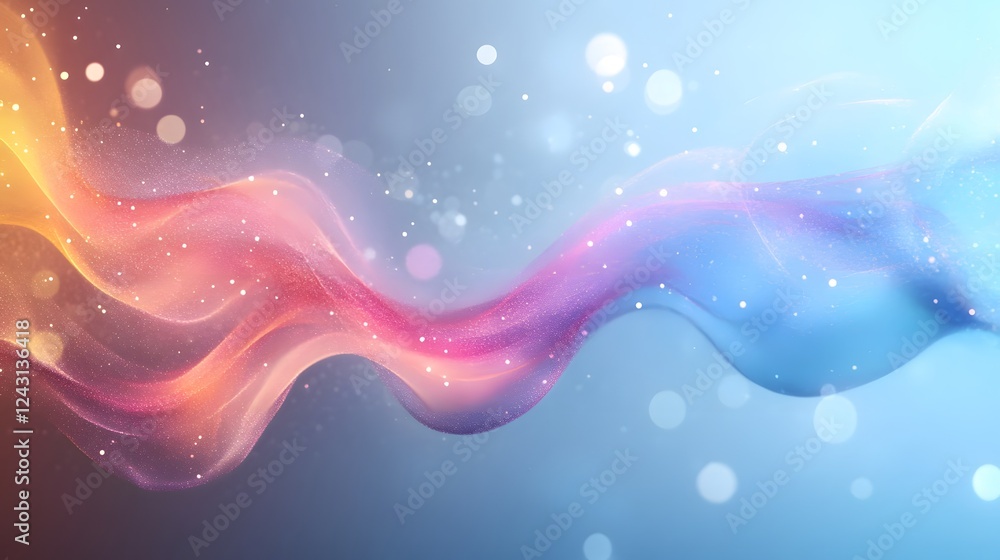 Poster Mesmerizing and captivating abstract waves of vibrant colorful digital fluid art  Shimmering luminescent and ethereal backdrop with a futuristic dynamic and enchanting energy  Flowing