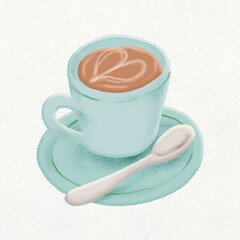 Coffee, cute emoji collage element, illustration
