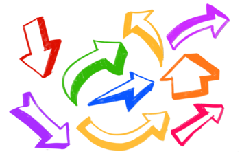 arrow 3d red different direction Sketch chalk pencil  arrow icon. colorful crayon on transparent background Hand drawn grunge crayon brush sketch direction charcoal element set. Vector illustration