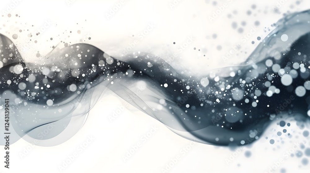 Poster Mesmerizing fluid waves of ethereal bokeh and holographic lights in a futuristic abstract dreamscape  Glowing iridescent gradients swirling energy and a sense of mystical tranquility  An immersive