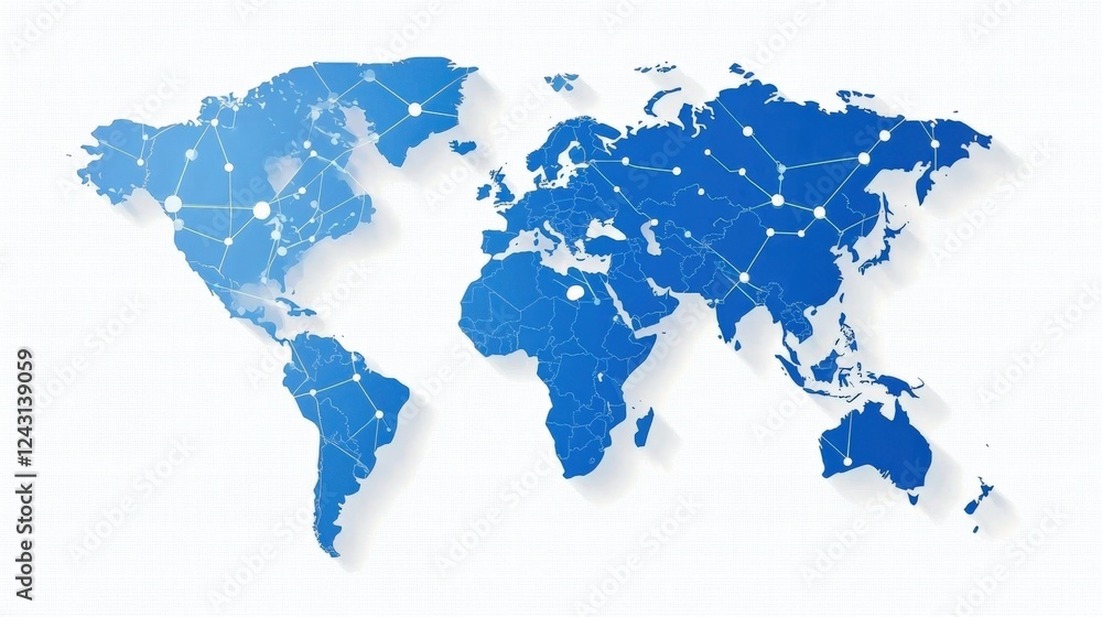 Poster global connectivity map digital world infographic technology aerial view visualizing networks and co