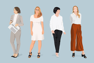 Obraz premium Successful women clipart, aesthetic illustration