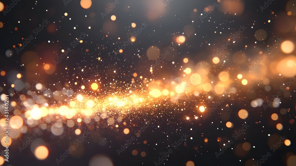Aufkleber mesmerizing shimmering glitter and bokeh lights in warm golden amber and orange tones creating a mag