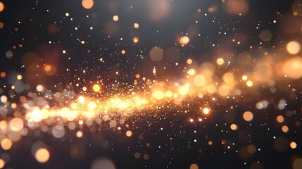 Obraz premium Mesmerizing shimmering glitter and bokeh lights in warm golden amber and orange tones creating a magical ethereal and celebratory background perfect for holiday party or event and designs