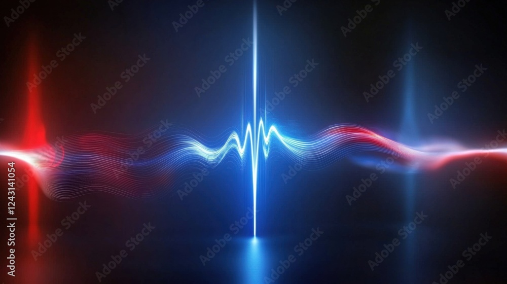 Poster dynamic sound waves emanating in vibrant colors abstract visualization digital art futuristic enviro