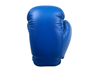 Blue Boxing Glove Facing Forward with Realistic Stitching on Transparent Background
