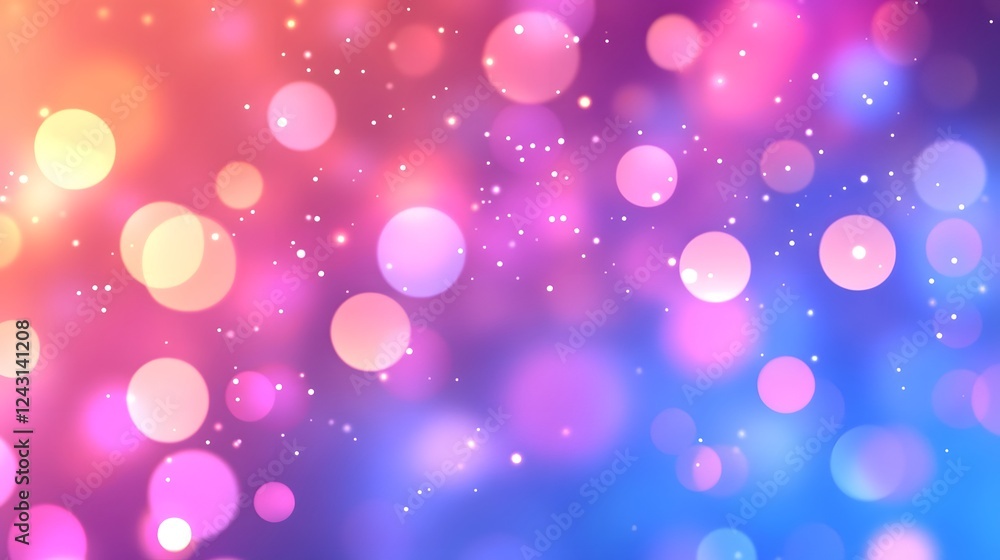 Poster soft blurred abstract bokeh lights in bright vibrant colorful holiday mood with glittering sparkly t