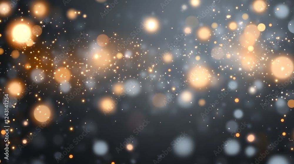 Poster sparkling glitter bokeh abstract night lights in a festive golden background shiny luminous and dazz