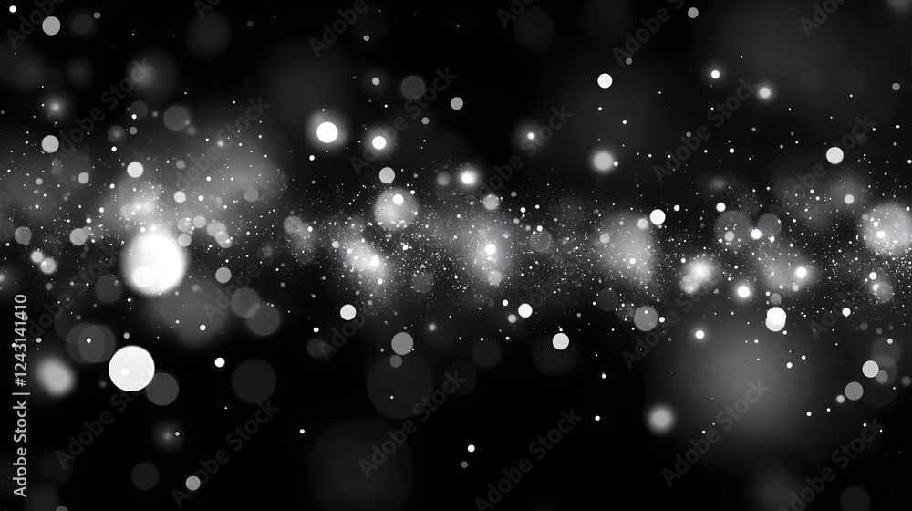 Poster sparkling winter night with glittering snow and magical lights abstract snowy background with twinkl