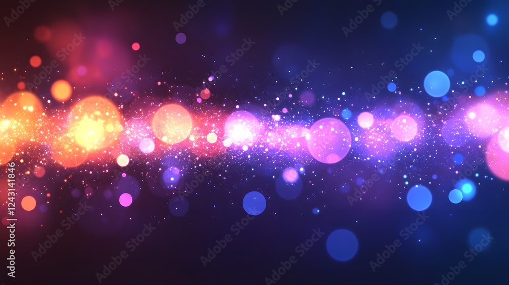 Poster vibrant cosmic explosion of colorful glowing lights shimmering stardust and sparkling celestial part