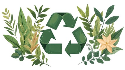 Vibrant and Colorful Conceptual of Global Sustainability with Earth Globe and Recycling Arrows on a Plain White Backdrop Representing Environmental Conservation and Eco Friendly Lifestyle