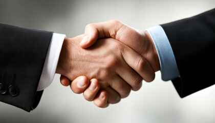 A professional handshake between two individuals, symbolizing agreement and partnership in a business environment.