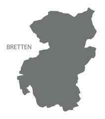 Bretten city map with boroughs grey illustration silhouette shape