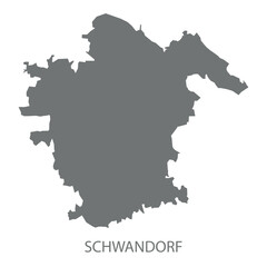 Schwandorf city map with boroughs grey illustration silhouette shape