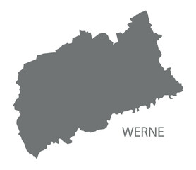 Werne city map with boroughs grey illustration silhouette shape