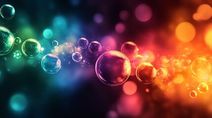 A vibrant abstract PC desktop wallpaper featuring floating bubbles against a colorful, dynamic background.