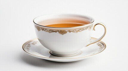 high-resolution photostock of a white teacup with a saucer