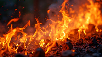 fire in the fireplace