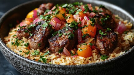 A luxurious Persian saffron rice with lamb