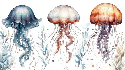 Beautiful Watercolor Jellyfish Illustrations in Soft Pastel Colors