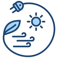Renewable Energy Blue Icon
