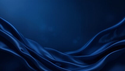Dark blue fabric, silky texture, flowing waves, abstract background, deep ocean, midnight sky, smooth curves, shimmering surface, mysterious atmosphere, luxurious drapery, velvet appearance, fluid mot