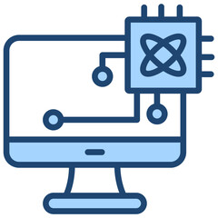 Quantum Computing Blue Icon