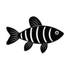 Zebra Danio Silhouette Vector Art and Black Zebra Danio Fish Design