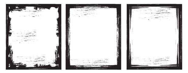 Grunge rectangle border set .Grunge style with brush stroke grunge frame. 