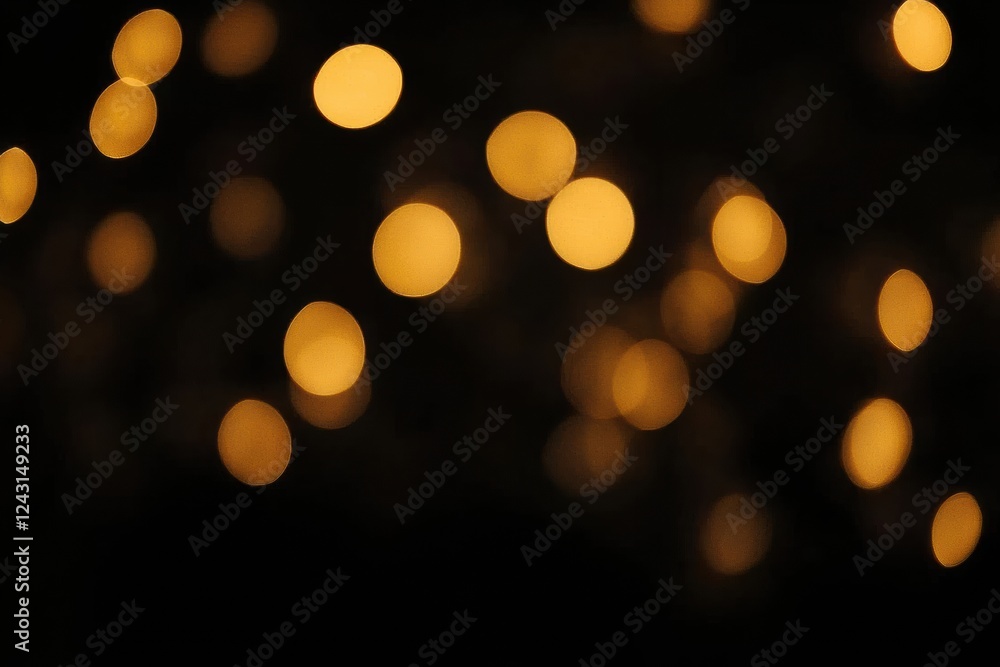 Poster Golden bokeh lights creating a festive atmosphere on a black background