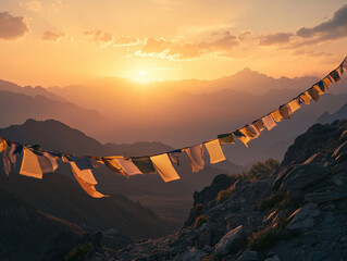 Spiritual Sunrise over Mountain Range