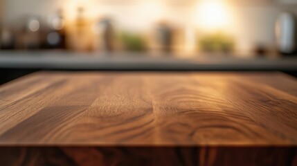 Wooden tabletop with a blurred background of a coffee shop for product display