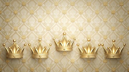 Golden Regal Crowns on an Elegant Damask Background A Symbol of Power and Majesty