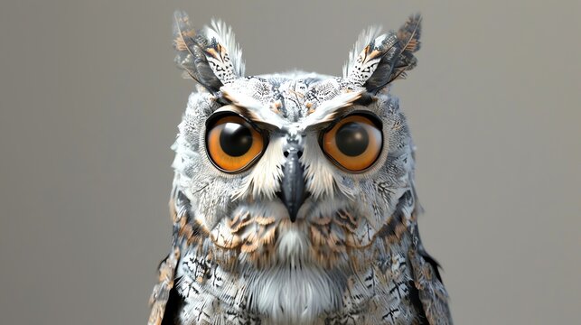 A close-up of an owl's face.