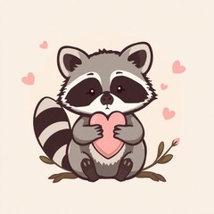 Obraz premium Raccoon with heart